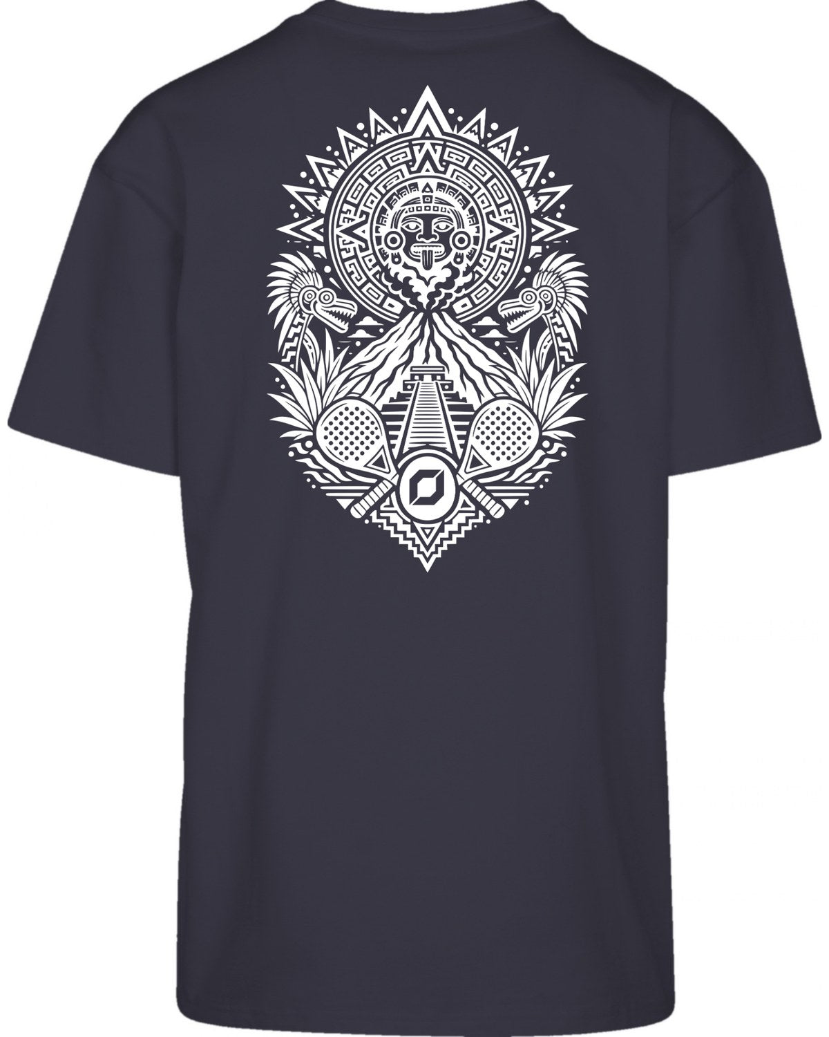 Aztec Oversized Tee in Navy with white print, back