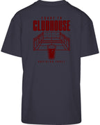 Court to Clubhouse Oversized Tee in Navy with cherry print, back