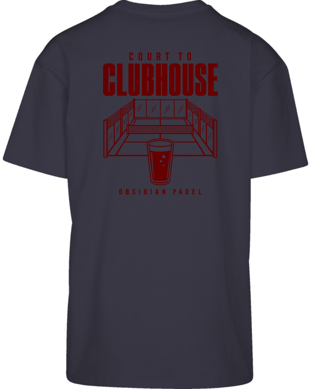 Court to Clubhouse Oversized Tee in Navy with cherry print, back