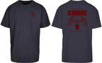 Court to Clubhouse Oversized Tee in Navy with cherry print, front and back