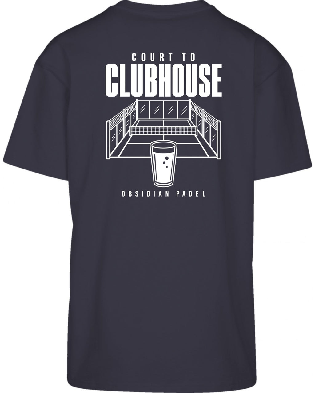 Court to Clubhouse Oversized Tee in Navy with white print, back
