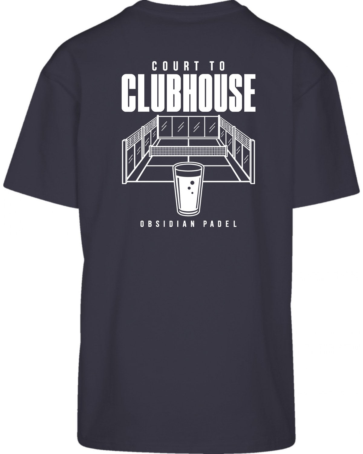 Court to Clubhouse Oversized Tee in Navy with white print, back