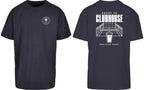 Court to Clubhouse Oversized Tee in Navy with white print, front and back