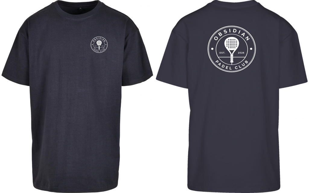 Roundel Oversized Tee in Navy with white print, front and back