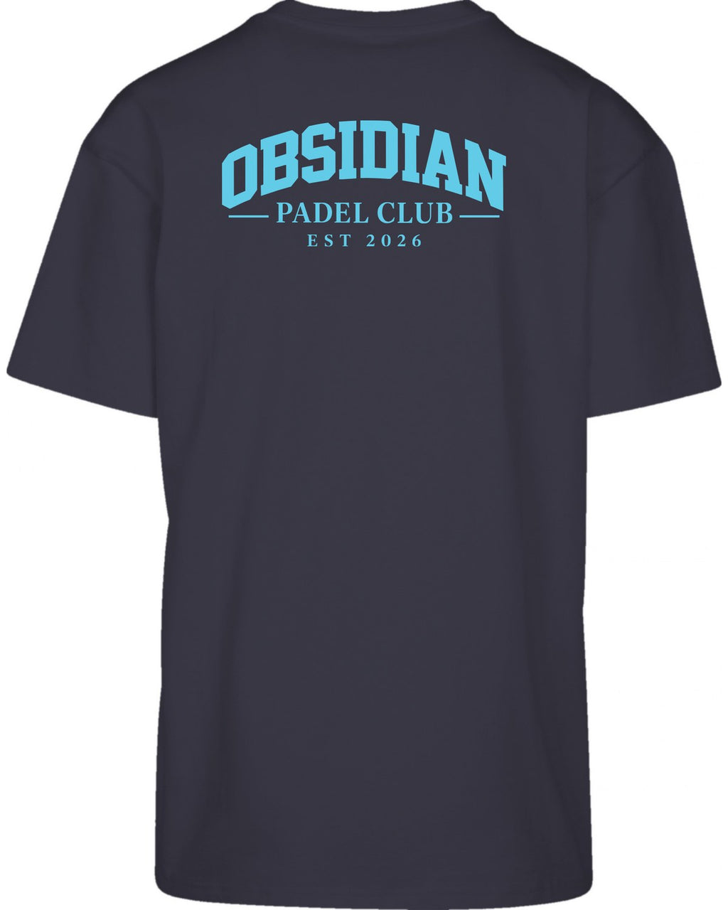 Varsity Oversized Tee in Navy with light blue print, back