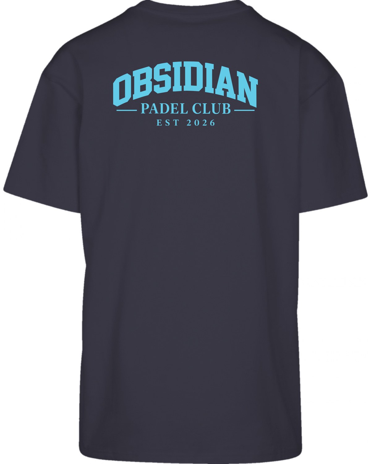 Varsity Oversized Tee in Navy with light blue print, back