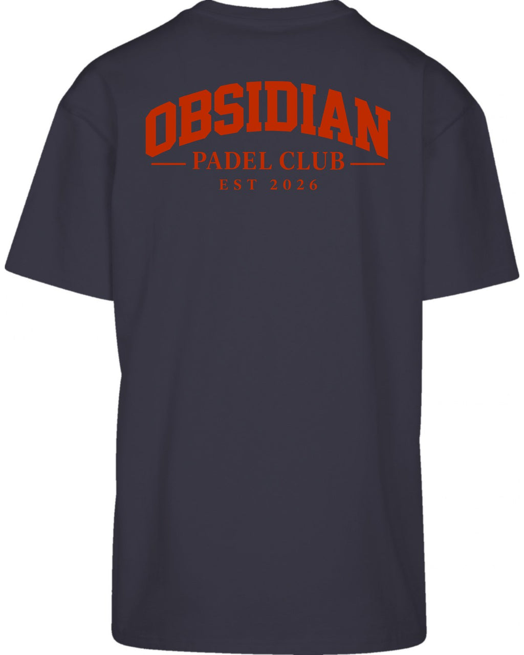 Varsity Oversized Tee in Navy with red print, back