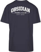 Varsity Oversized Tee in Navy with white print, back