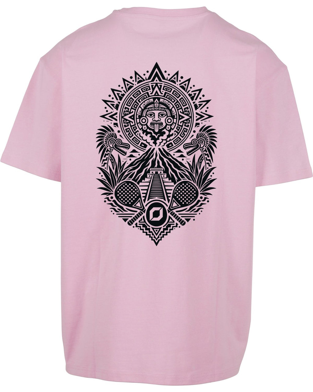 Aztec Oversized Tee in Pink with black print, back