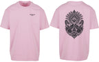 Aztec Oversized Tee in Pink with black print, front and back