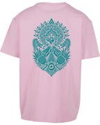 Aztec Oversized Tee in Pink with teal print, back