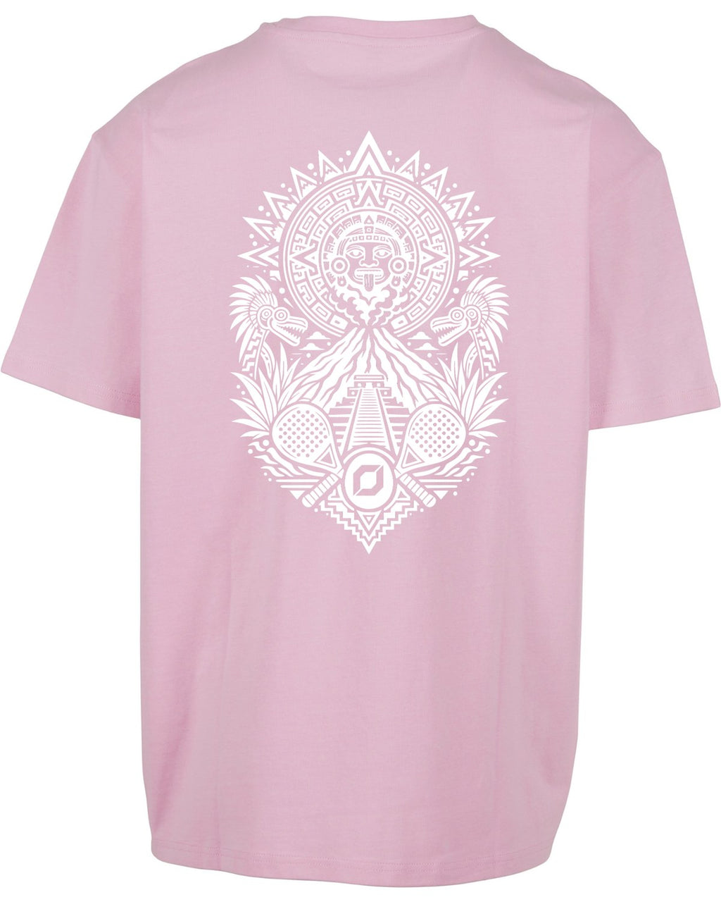 Aztec Oversized Tee in Pink with white print, back