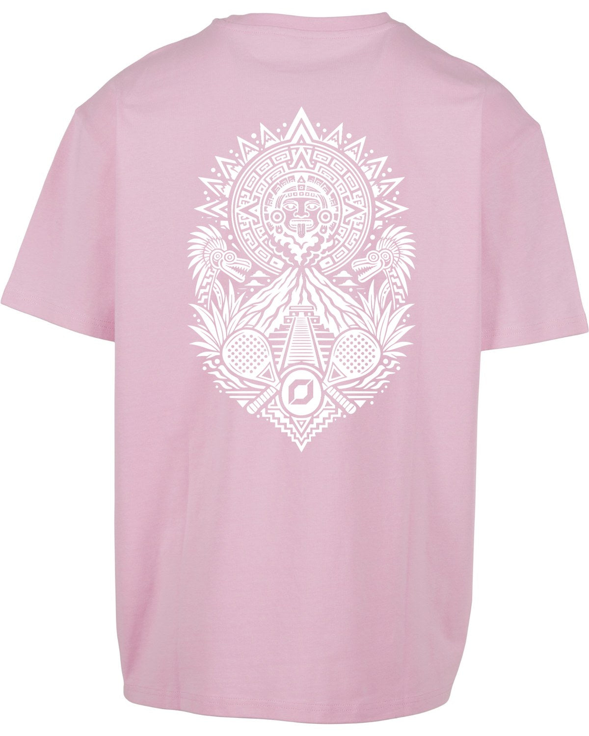 Aztec Oversized Tee in Pink with white print, back
