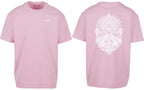 Aztec Oversized Tee in Pink with white print, front and back