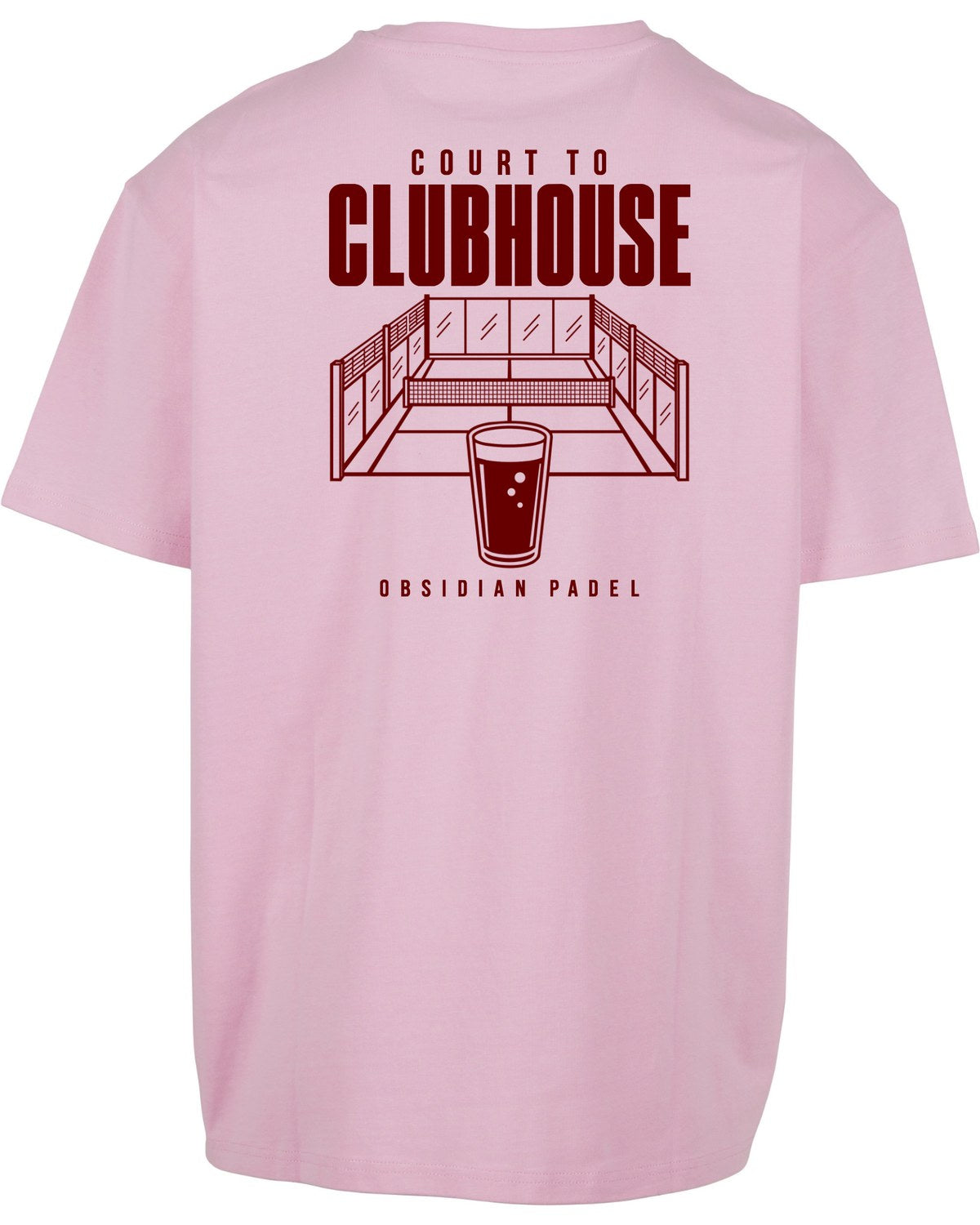 Court to Clubhouse Oversized Tee in Pink with cherry print, back