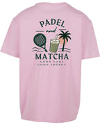 Padel & Matcha Oversized Tee in Pink, back