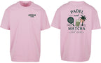 Padel & Matcha Oversized Tee in Pink, front and back