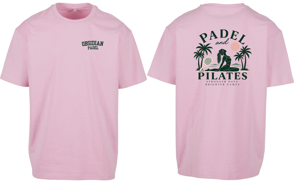 Padel & Pilates Oversized Tee in Pink, front and back