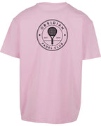Roundel Oversized Tee in Pink with black print, back