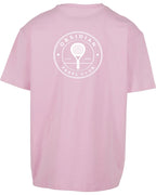 Roundel Oversized Tee in Pink with white print, back