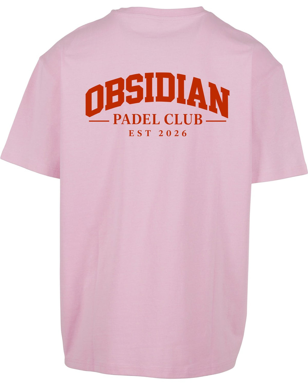 Varsity Oversized Tee in Pink with red print, back