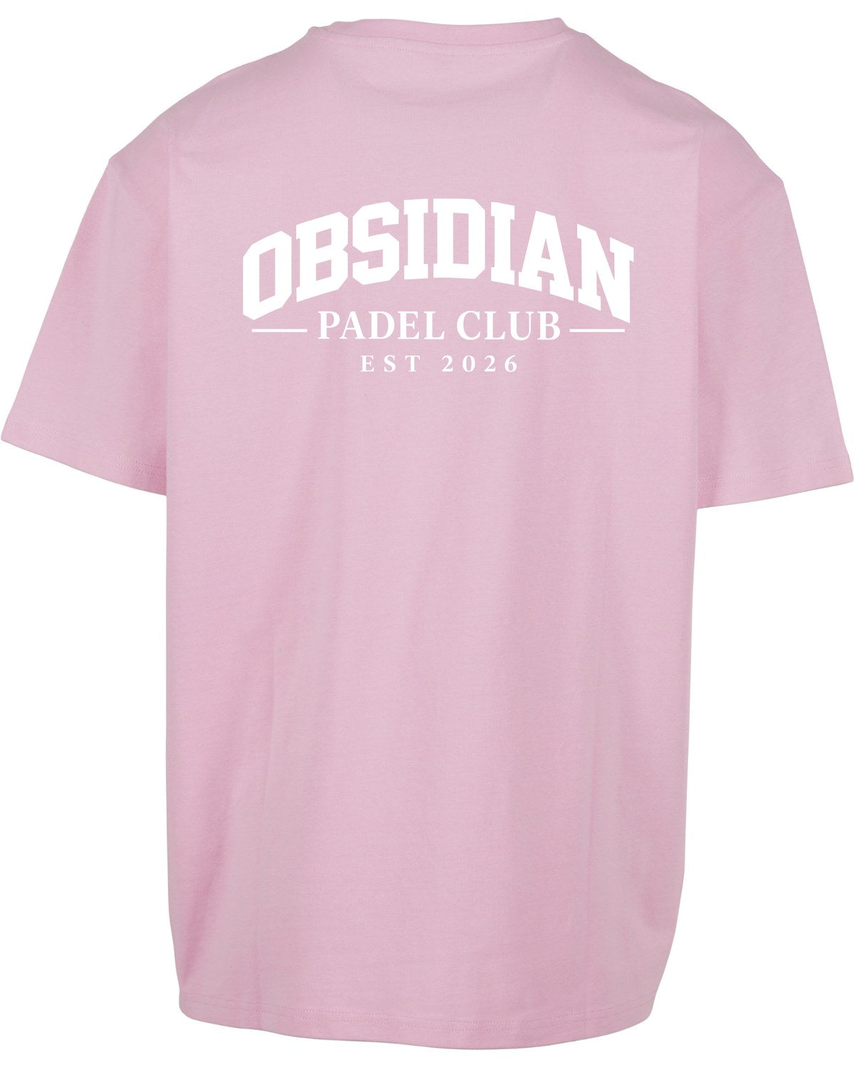 Varsity Oversized Tee in Pink with white print, back