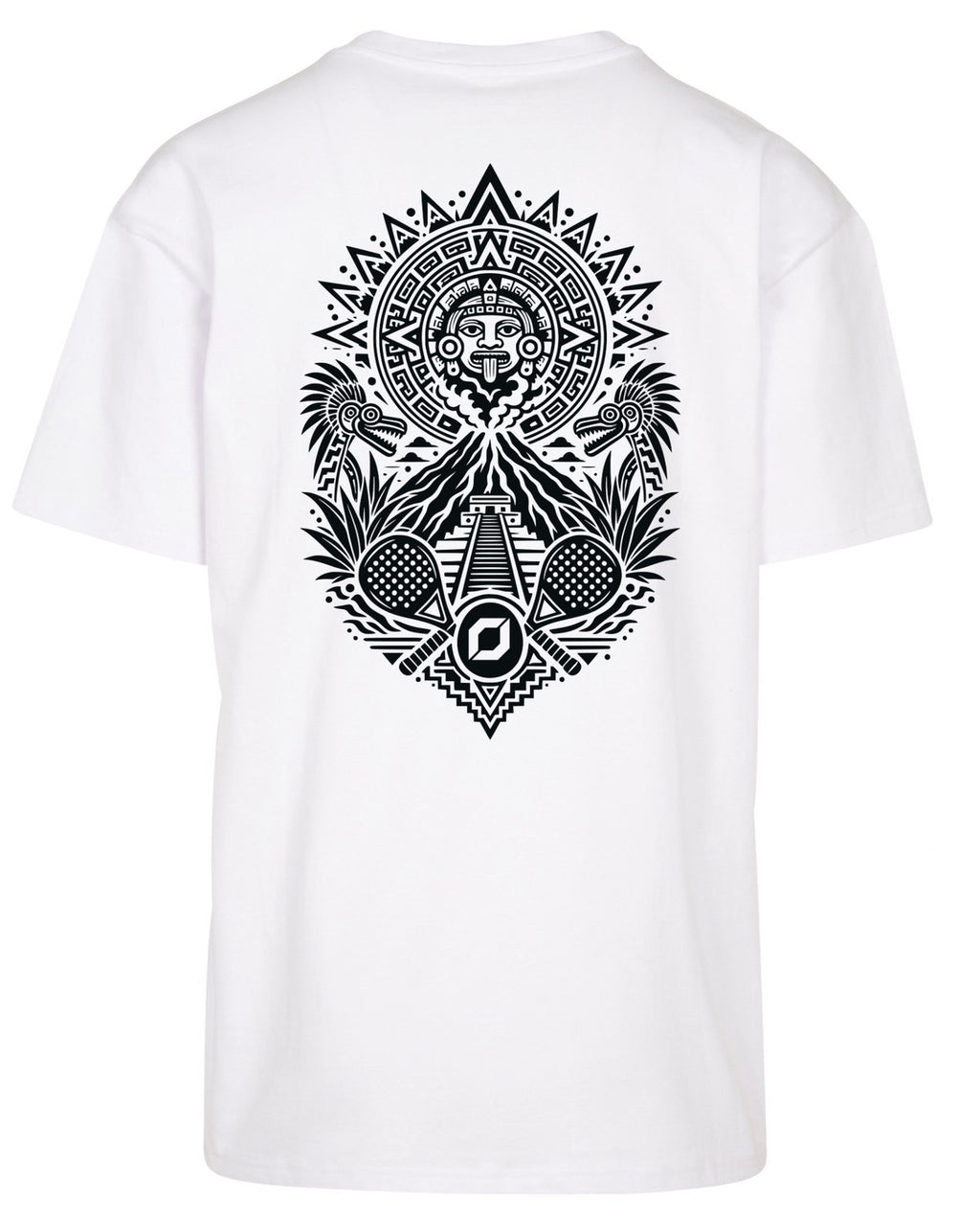 Aztec Oversized Tee in White with black print, back