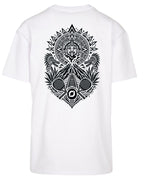 Aztec Oversized Tee in White with black print, back