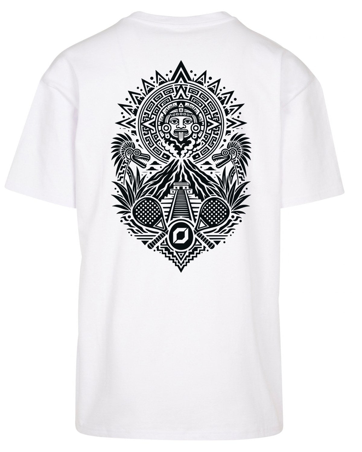 Aztec Oversized Tee in White with black print, back