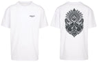 Aztec Oversized Tee in White with black print, front and back