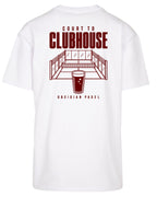 Court to Clubhouse Oversized Tee in White with cherry print, back