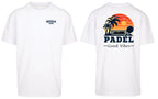 Good Vibes Oversized Tee in White, front and back