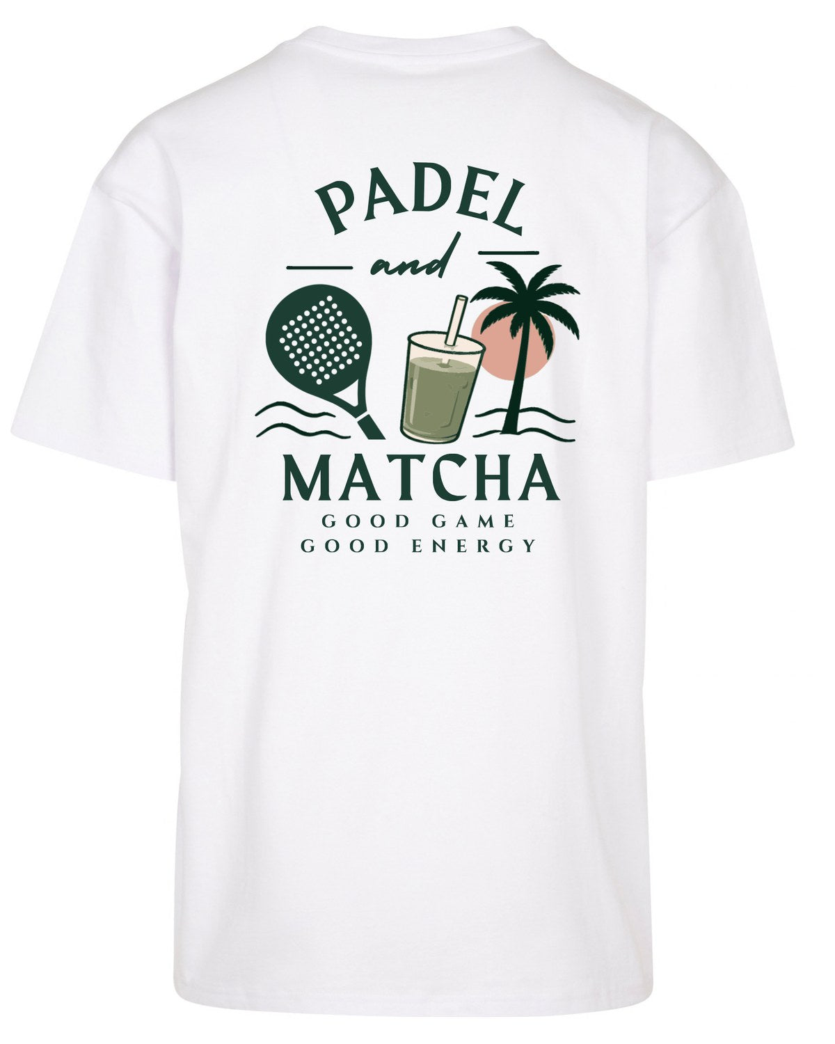 Padel & Matcha Oversized Tee in White, back
