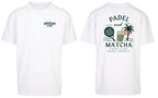 Padel & Matcha Oversized Tee in White, front and back