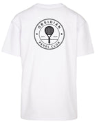 Roundel Oversized Tee in White with black print, back