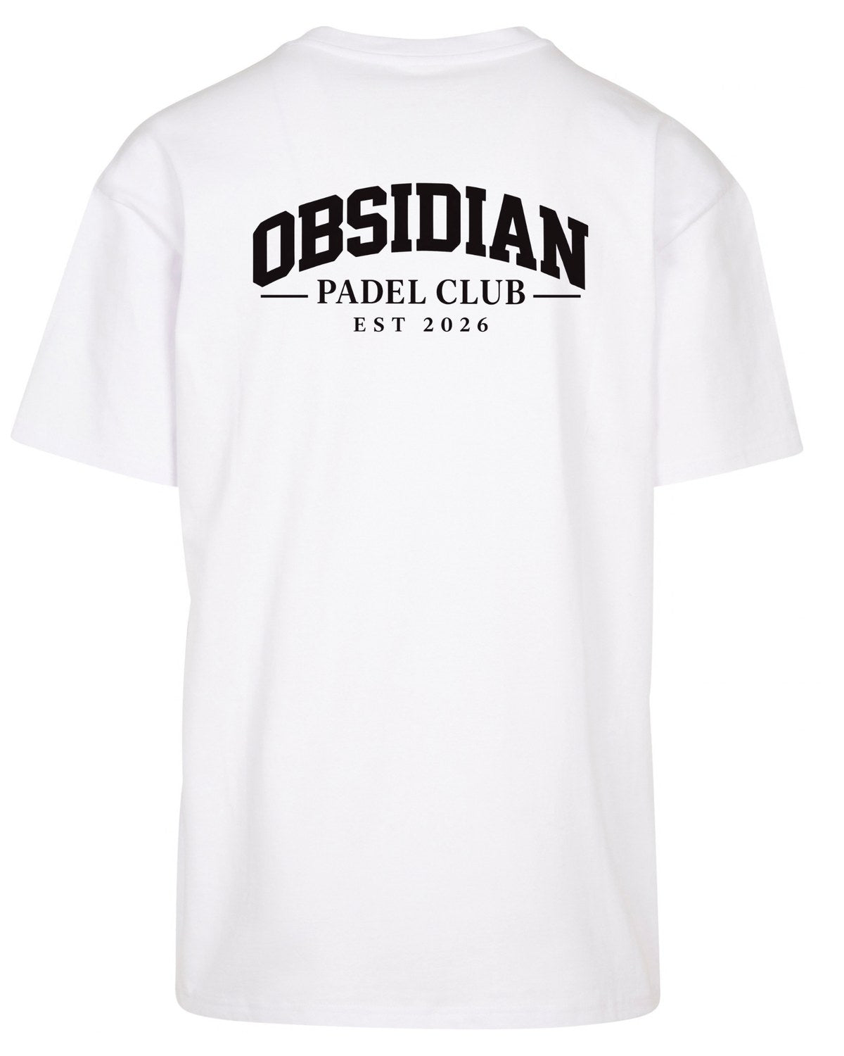 Varsity Oversized Tee in White with black print, back