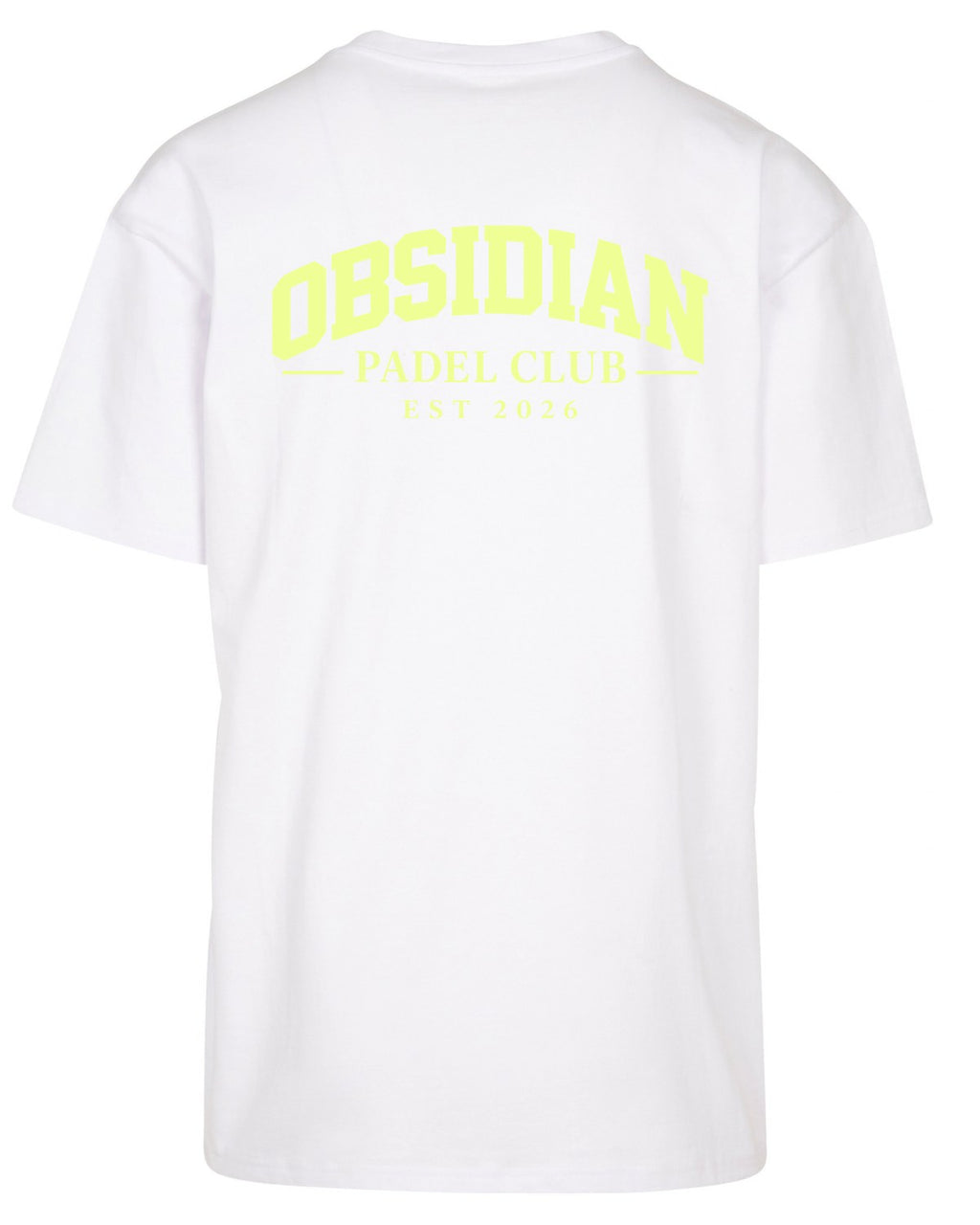 Varsity Oversized Tee in White with light yellow print, back