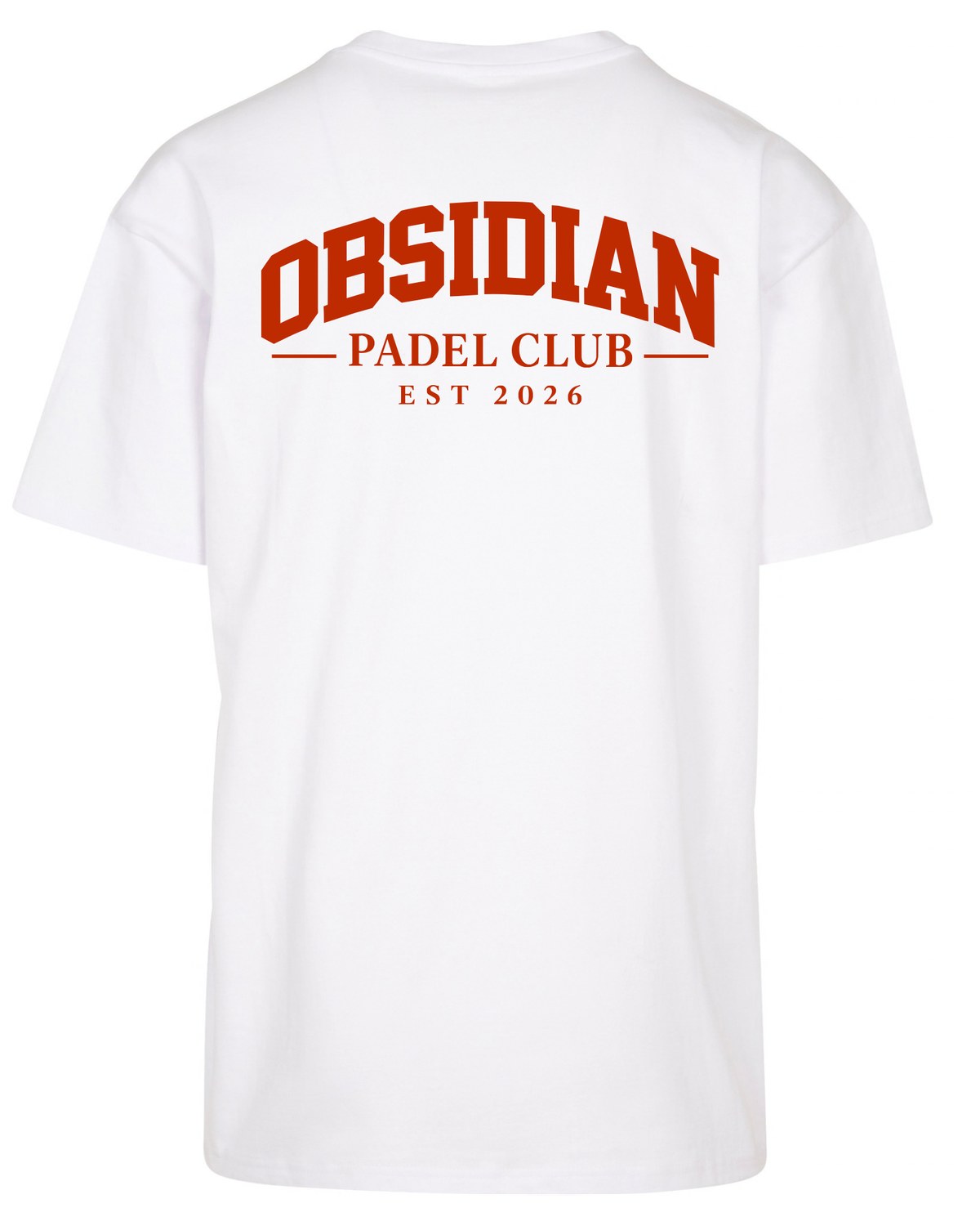 Varsity Oversized Tee in White with red print, back