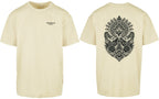Aztec Oversized Tee in Yellow with black print, front and back