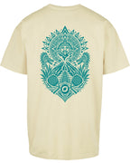 Aztec Oversized Tee in Yellow with teal print, back