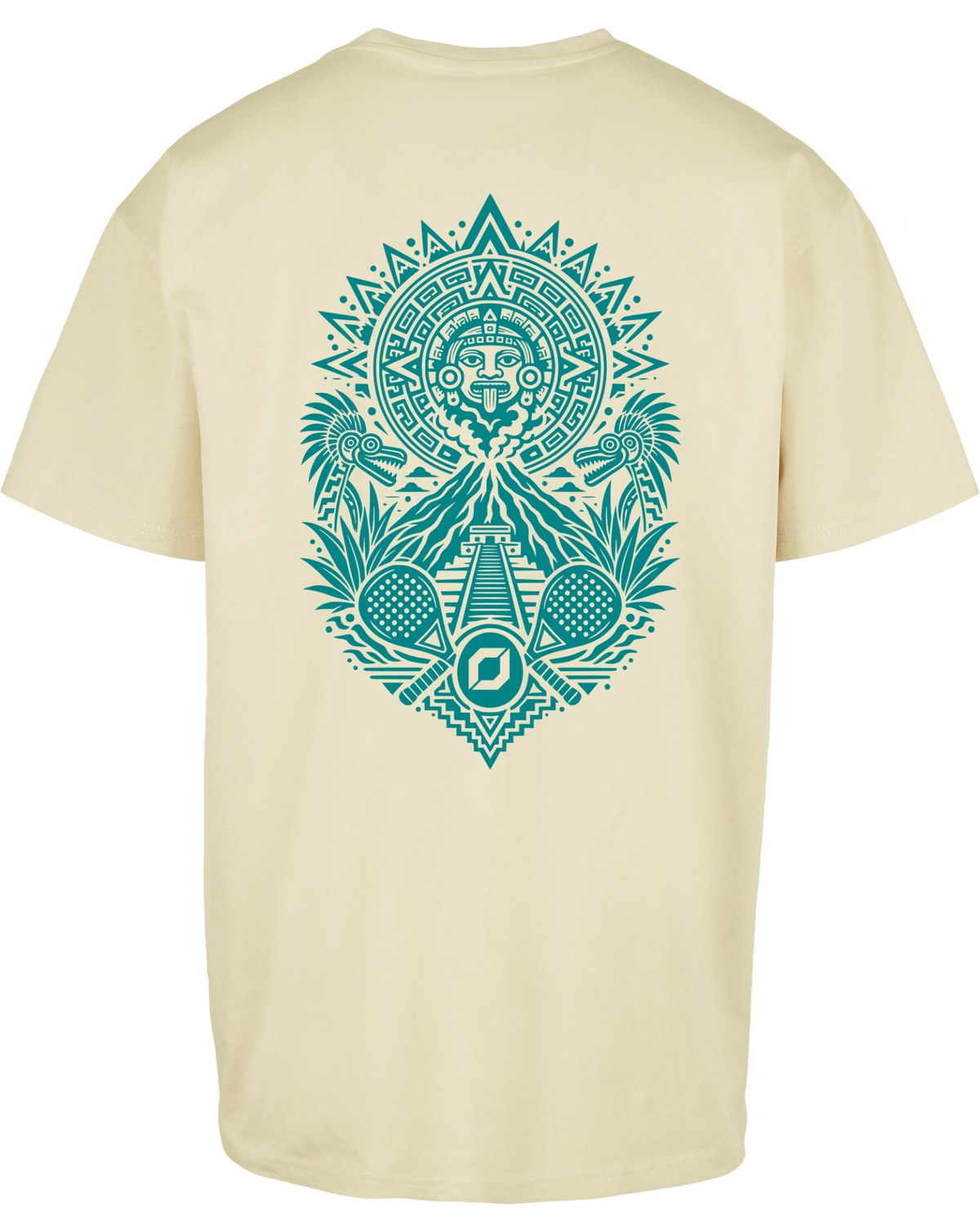Aztec Oversized Tee in Yellow with teal print, back