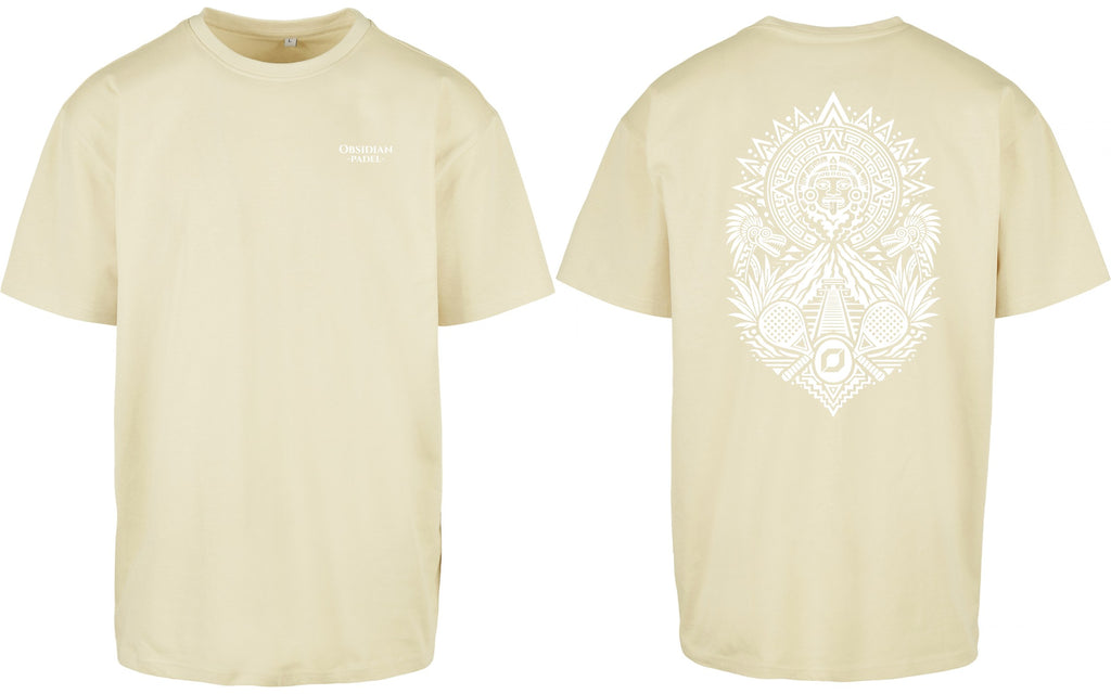 Aztec Oversized Tee in Yellow with white print, front and back
