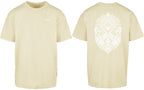 Aztec Oversized Tee in Yellow with white print, front and back