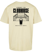Court to Clubhouse Oversized Tee in Yellow with black print, back