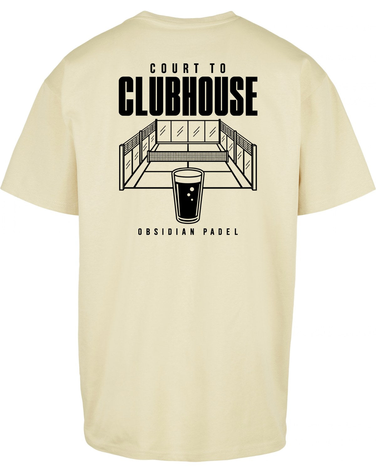 Court to Clubhouse Oversized Tee in Yellow with black print, back