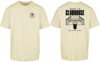 Court to Clubhouse Oversized Tee in Yellow with black print, front and back
