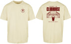 Court to Clubhouse Oversized Tee in Yellow with cherry print, front and back