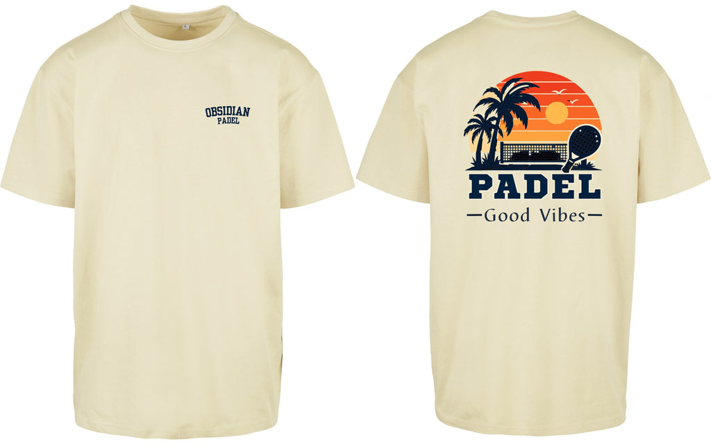 Good Vibes Oversized Tee in Yellow, front and back