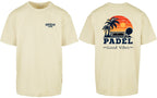 Good Vibes Oversized Tee in Yellow, front and back