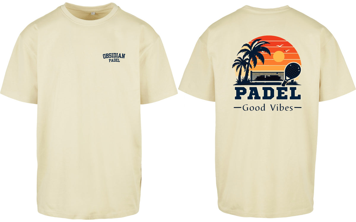Good Vibes Oversized Tee in Yellow, front and back